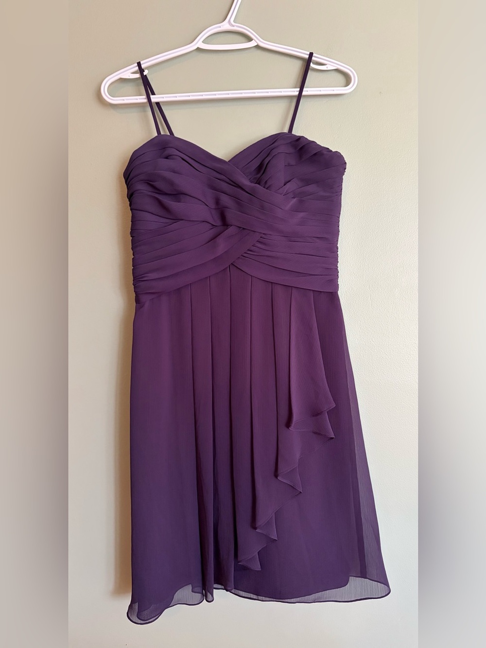 David's Bridal Chiffon Dress 4 Purple Coquette Fairy Sheer Cocktail Prom Wedding